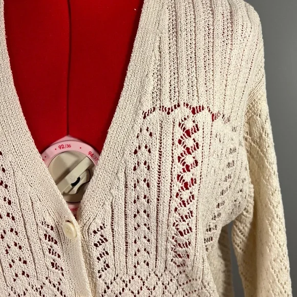 EUC Lace Knit Cream Cardigan - XS - Picture 3 of 9